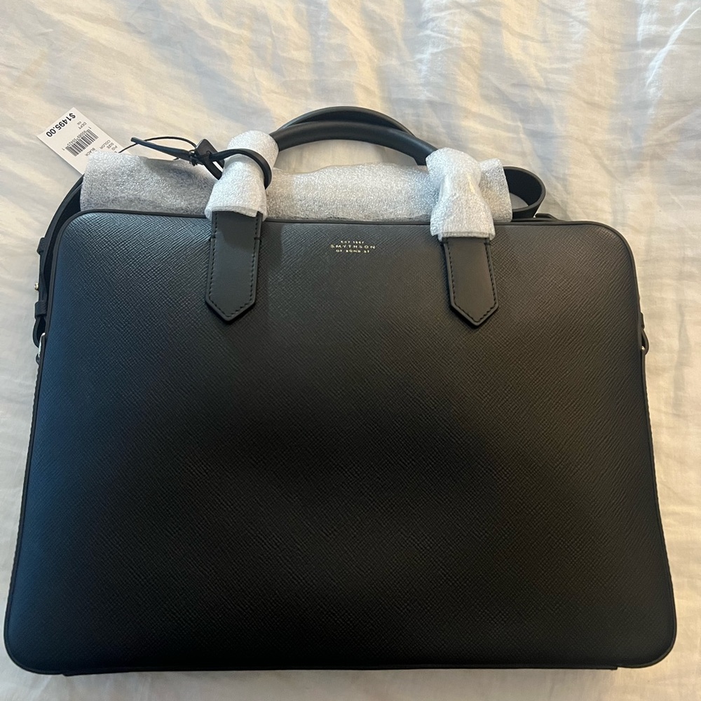Smythson Lightweight Slim Briefcase in Panama